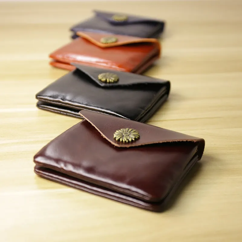 Cute Women Sunflower Black Leather Mini Billfold Wallet Coin Wallets Slim Change Wallets For Women