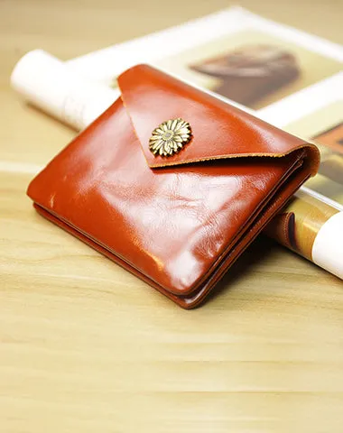 Cute Women Sunflower Black Leather Mini Billfold Wallet Coin Wallets Slim Change Wallets For Women