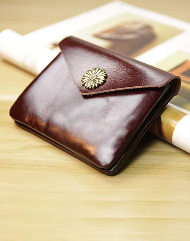 Cute Women Sunflower Black Leather Mini Billfold Wallet Coin Wallets Slim Change Wallets For Women