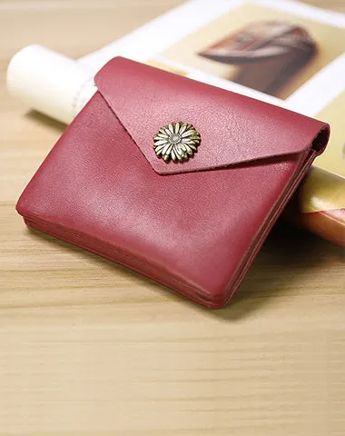 Cute Women Sunflower Black Leather Mini Billfold Wallet Coin Wallets Slim Change Wallets For Women