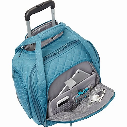 Delsey Quilted Rolling Underseat Bag For Carry-On Fits Overhead & Under Airline Seat - (Purple)