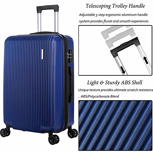Dfavors3 Pieces Expandable Luggage Set Abc Hardside Spinner Set Lightweight Carry On Suitcase