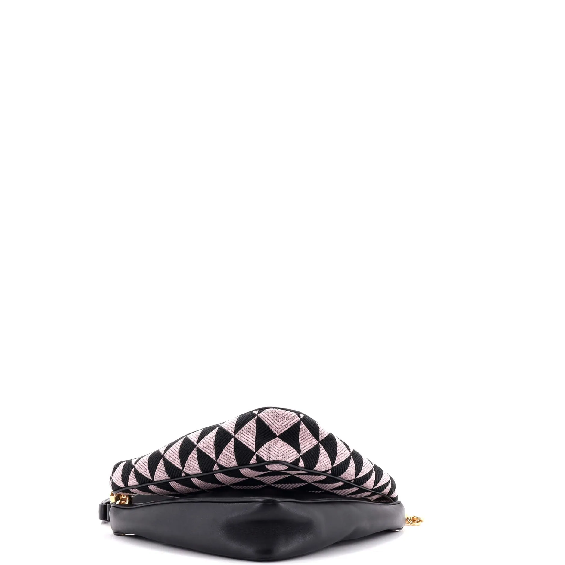 Double Symbole Triangle Bag Leather and Jacquard Mini