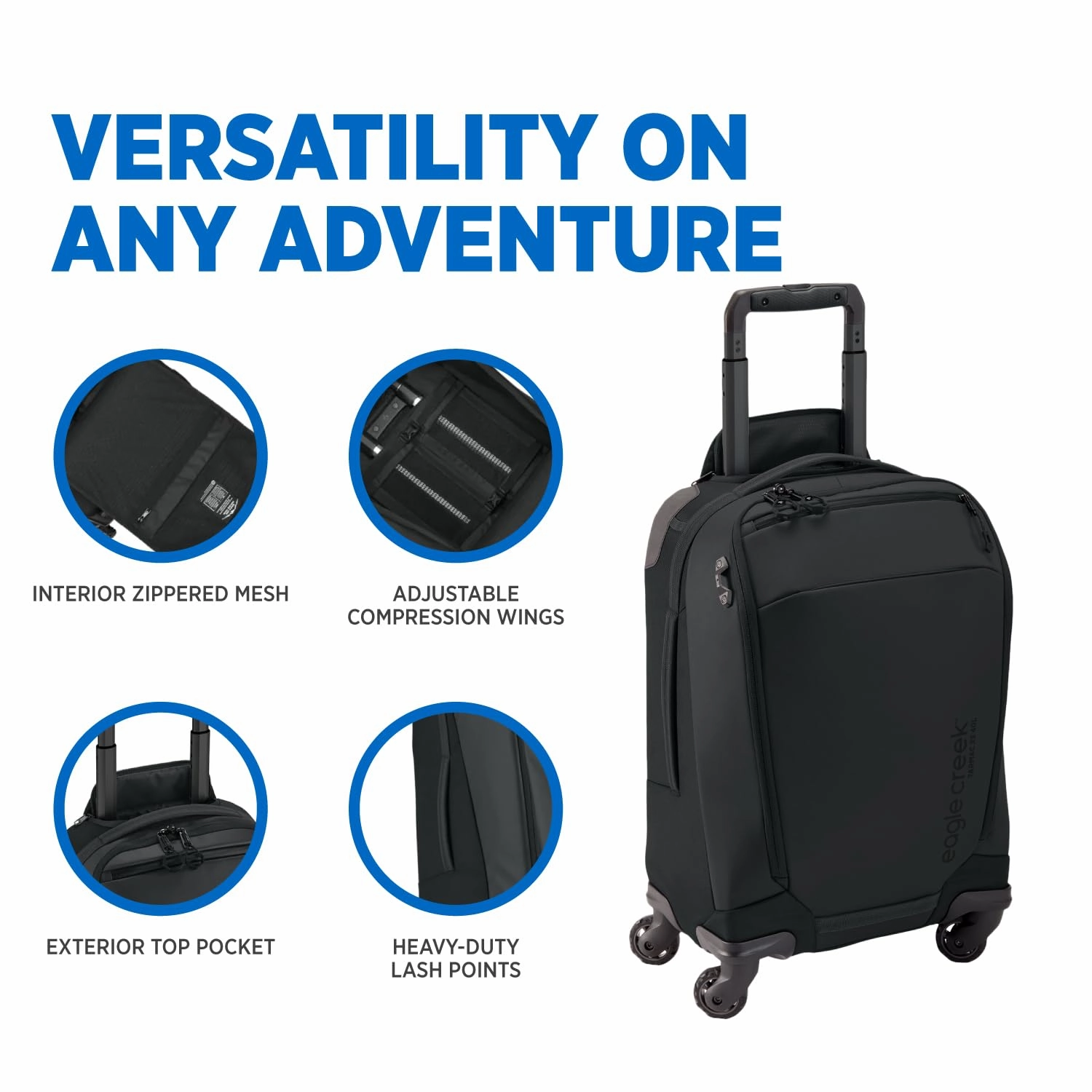 Eagle Creek Tarmac XE Carry On 4 Wheeled Luggage, 40L