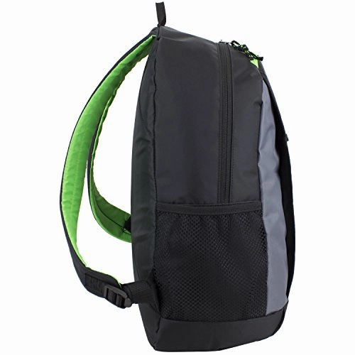 Eastsport Adrenaline Value Bungee School Backpack with Lash Tab, Black with Green