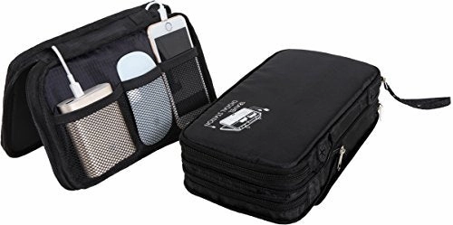 Electronic Travel Organizer - Padded Travel Bag With Expandable Zippered Compartments And Mesh