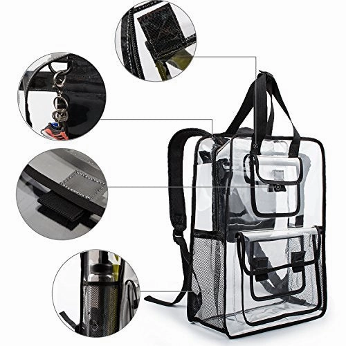Estarer Clear Backpack Travel Beach Work Security Students Bag Transparent Schoolbag Satchel School