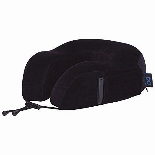 Everlasting Comfort 100% Pure Memory Foam Neck Pillow Airplane Travel Kit With Ultra Plush Velour