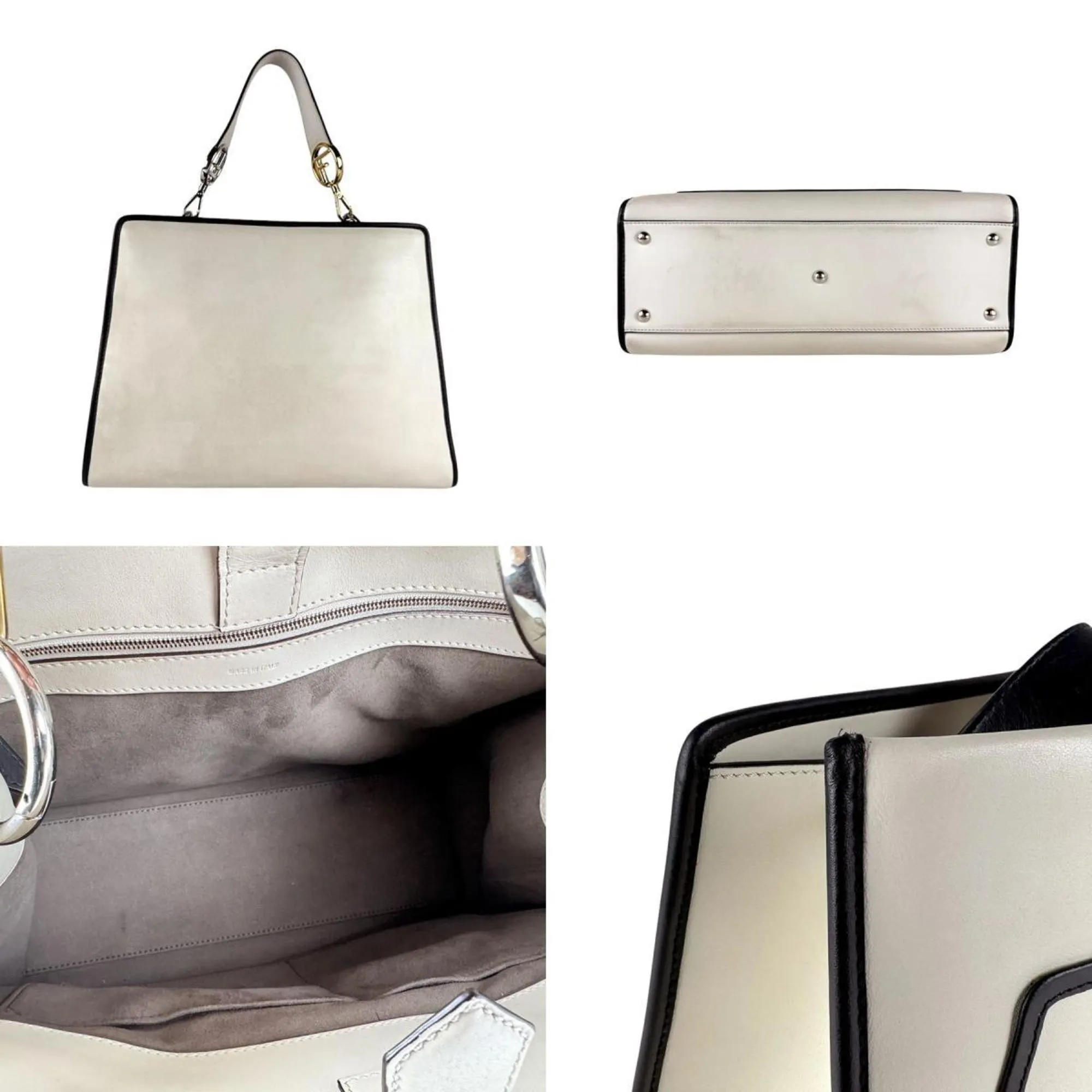 Fendi ivory Leather Handbag Shoulder Bag (Pre-Owned)