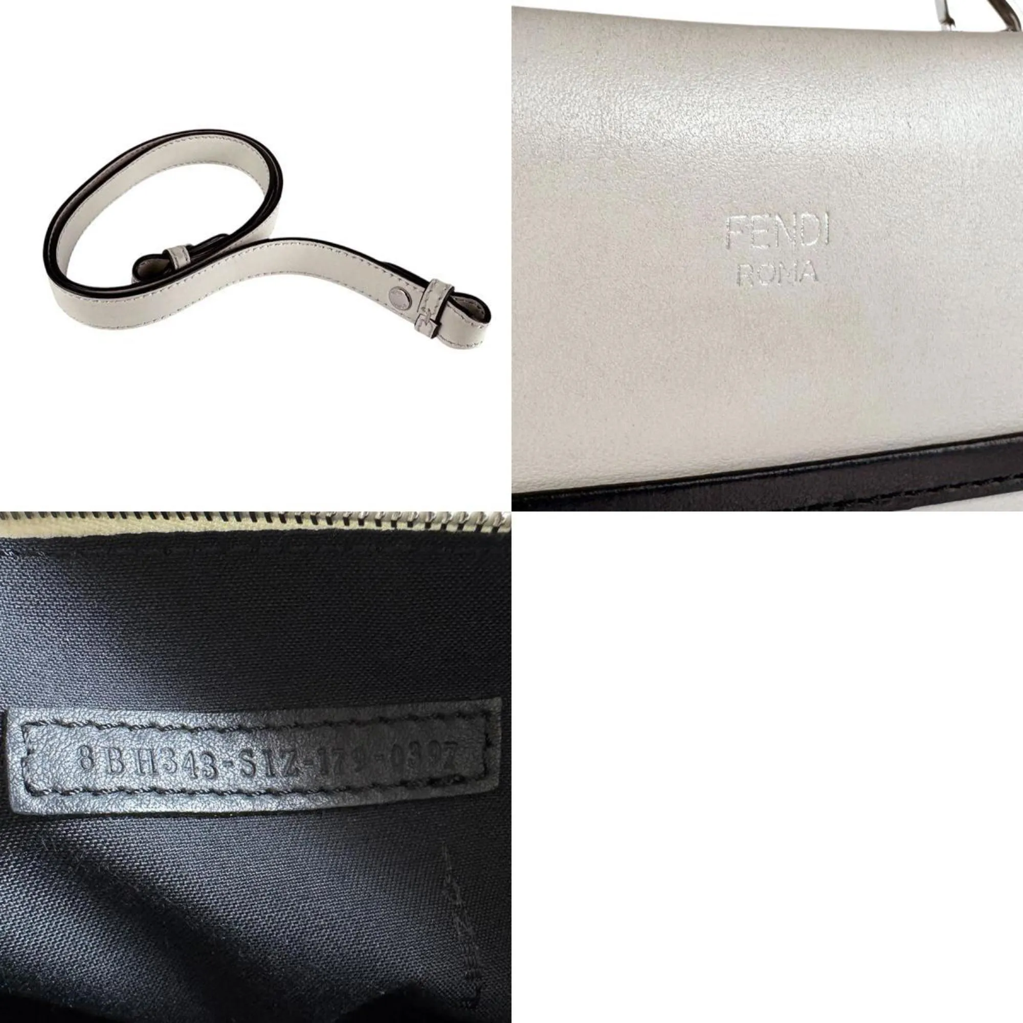 Fendi ivory Leather Handbag Shoulder Bag (Pre-Owned)