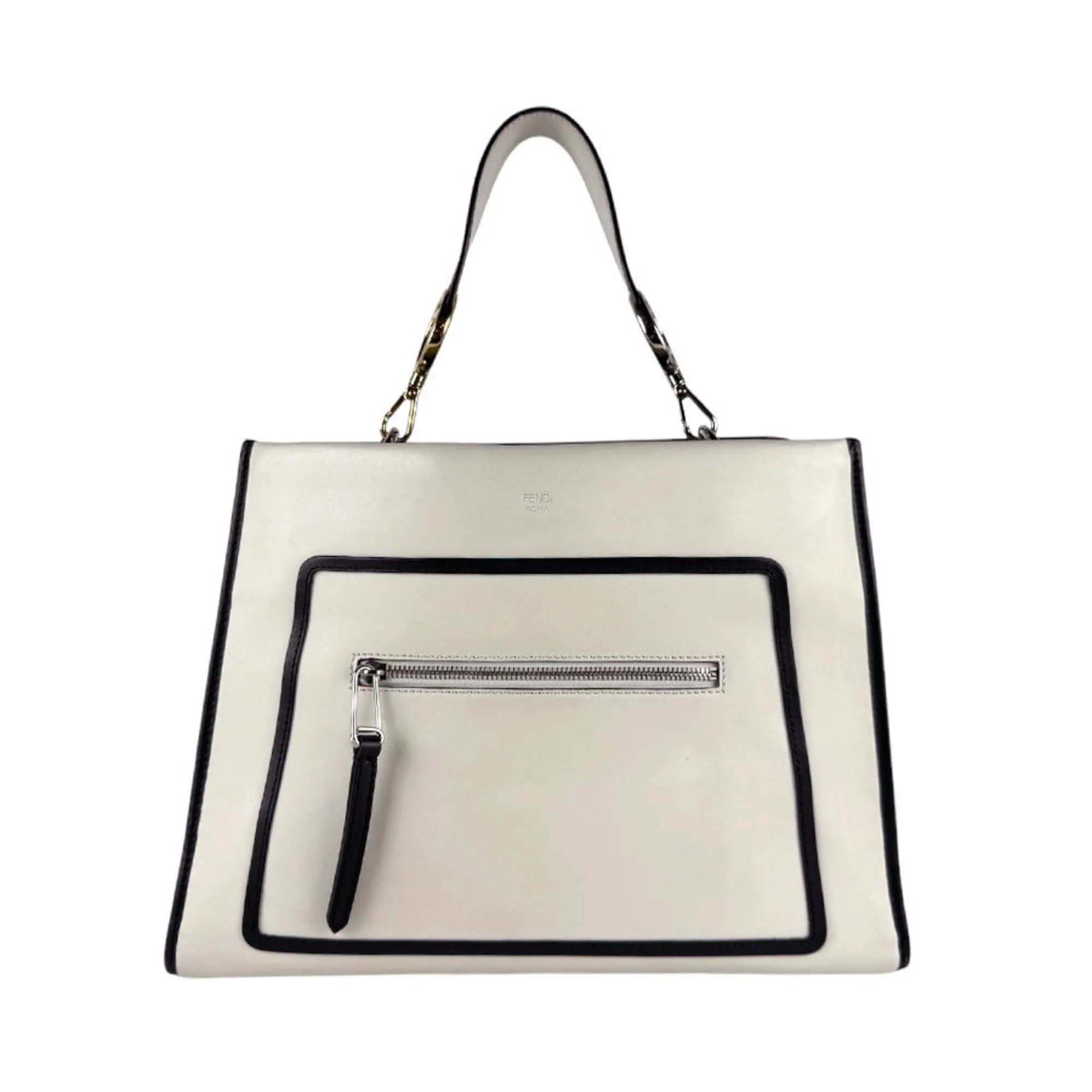 Fendi ivory Leather Handbag Shoulder Bag (Pre-Owned)