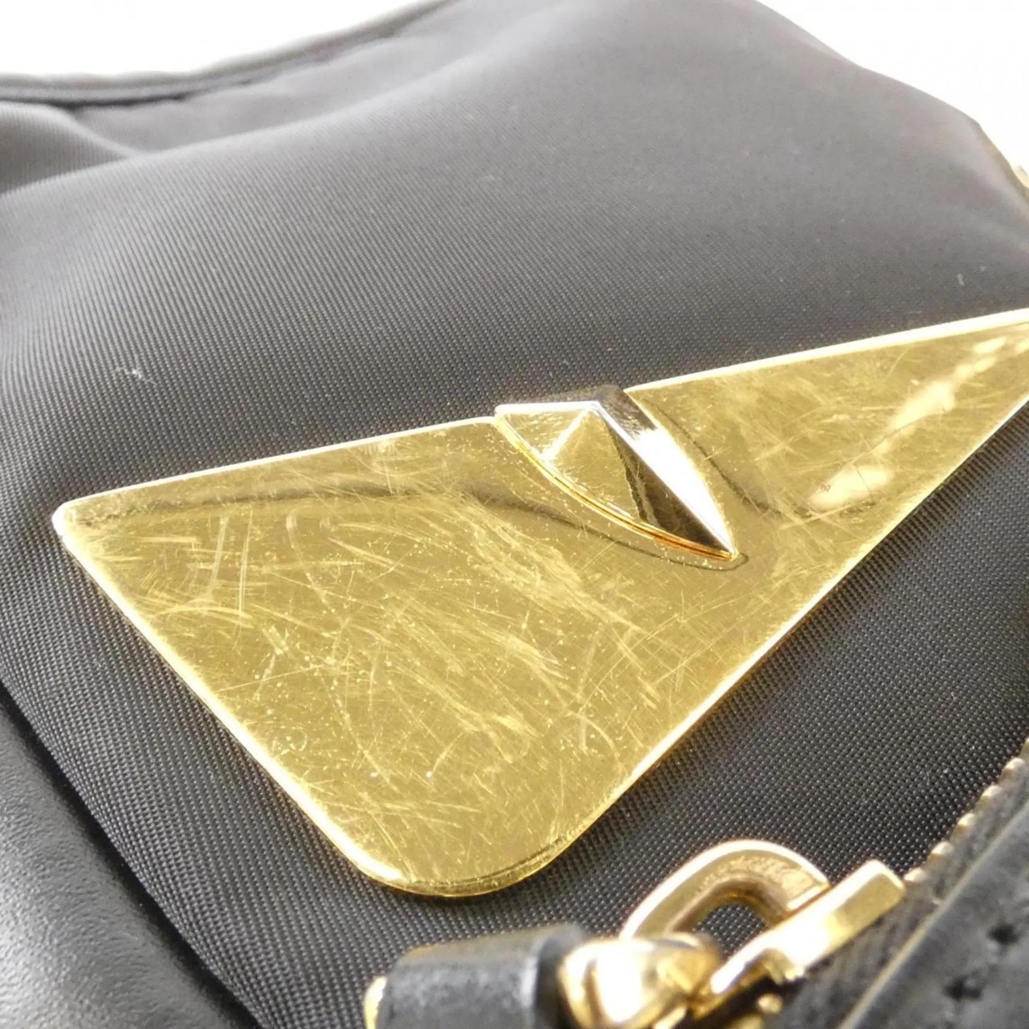 Fendi Nylon Leather Shoulder Bag (Pre-Owned)