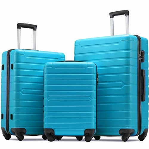 Flieks Luggage Sets 3 Piece Spinner Suitcase Lightweight 20 24 28 inch (Sky.blue)