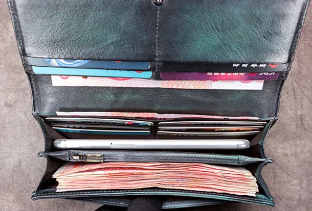 Genuine Leather Wallet Long Dragonfly Wallet Purse For Men Women