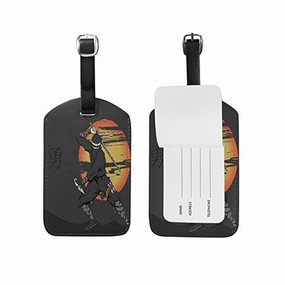 GIOVANIOR Japanese Ninja Pattern PU Leather Luggage Tags Travel ID Bag Tag, 1 Pcs