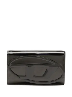 Glossy Black Handbag With Embossed Design