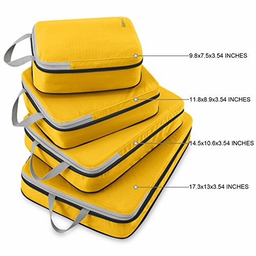 Gonex Compression Packing Cubes Set, Expandable Packing Organizers 4pcs(Apricot)