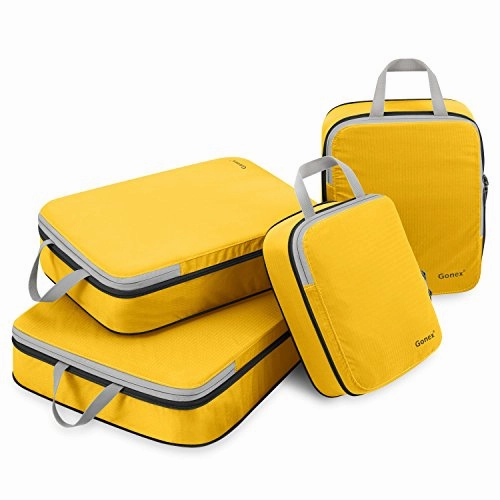 Gonex Compression Packing Cubes Set, Expandable Packing Organizers 4pcs(Apricot)