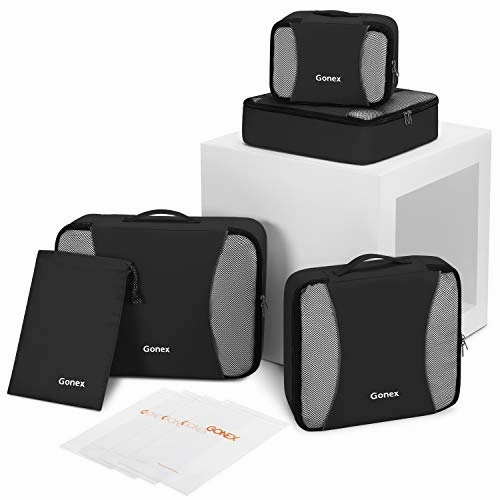 Gonex Packing Cubes Set, Lightweight Travel Organizers Bags 5pcs   1 Shoe Bag  4 Reusable Zip