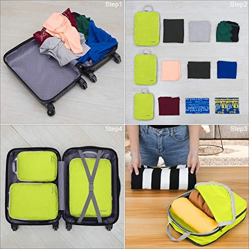 Gonex Packing Cubes, Travel Organizers Set of 3 Upgraded L M S(Light Green)