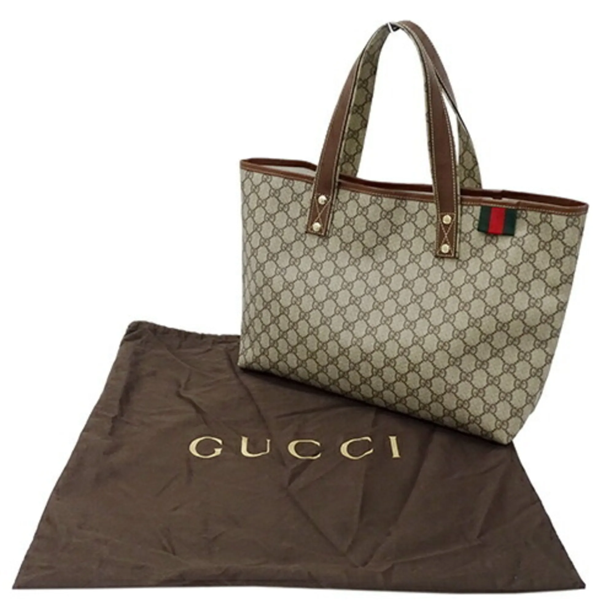 GUCCI bag ladies tote shoulder GG plus brown beige 211134