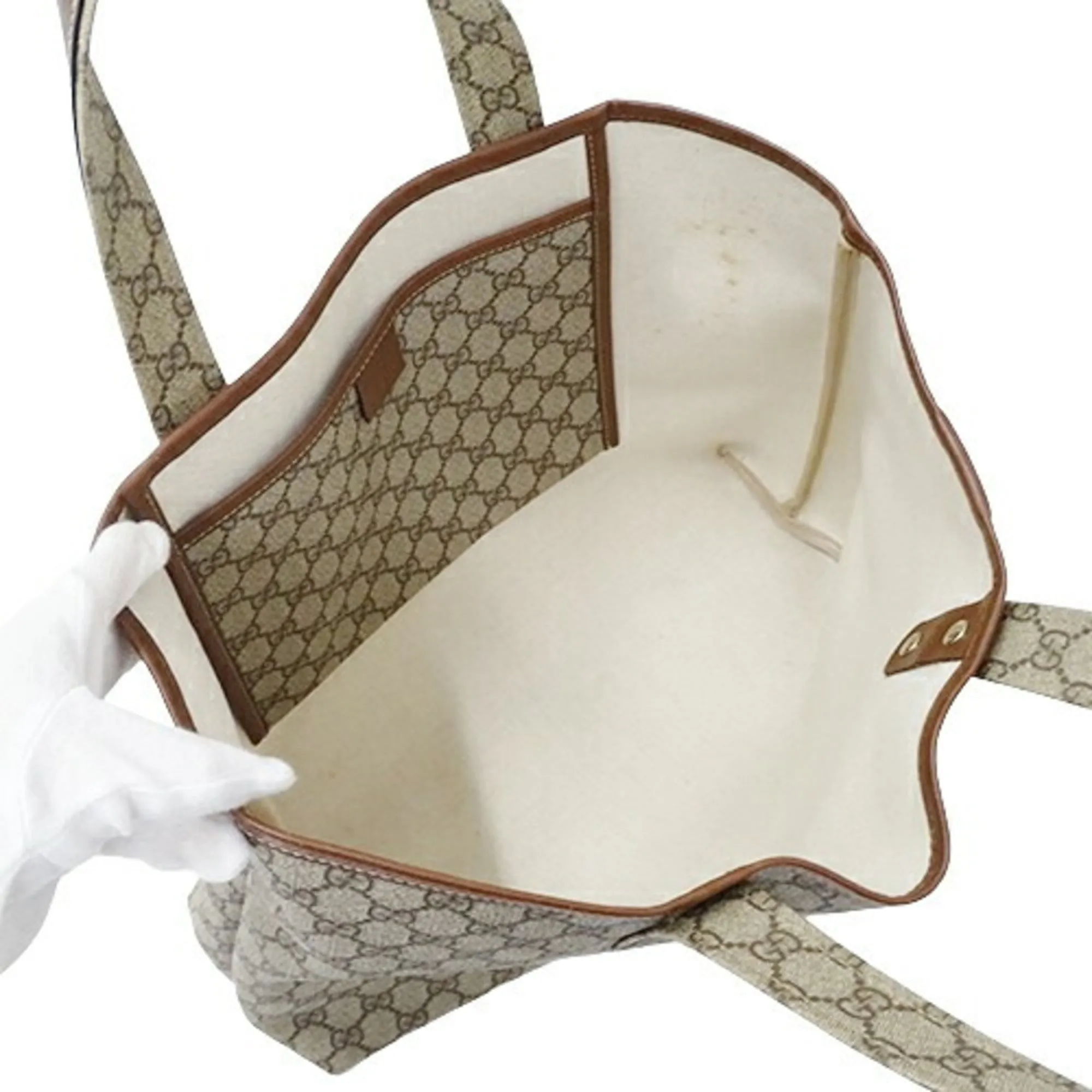 GUCCI bag ladies tote shoulder GG plus brown beige 211134