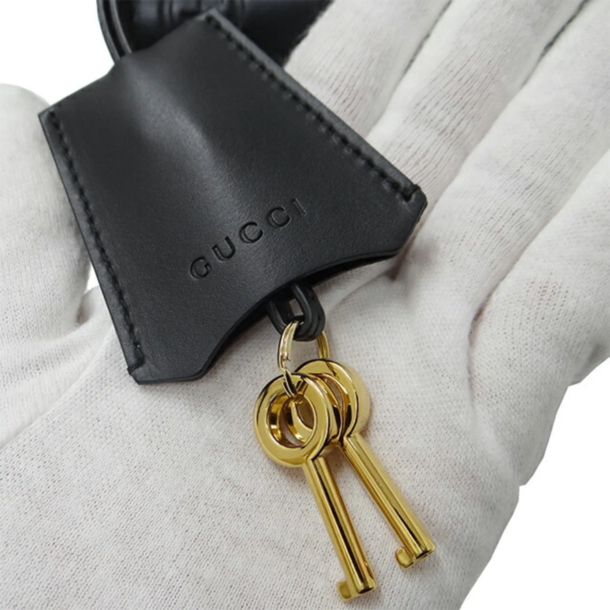 GUCCI Bag Women's Shima Shoulder Leather Chain Black 409487 Padlock