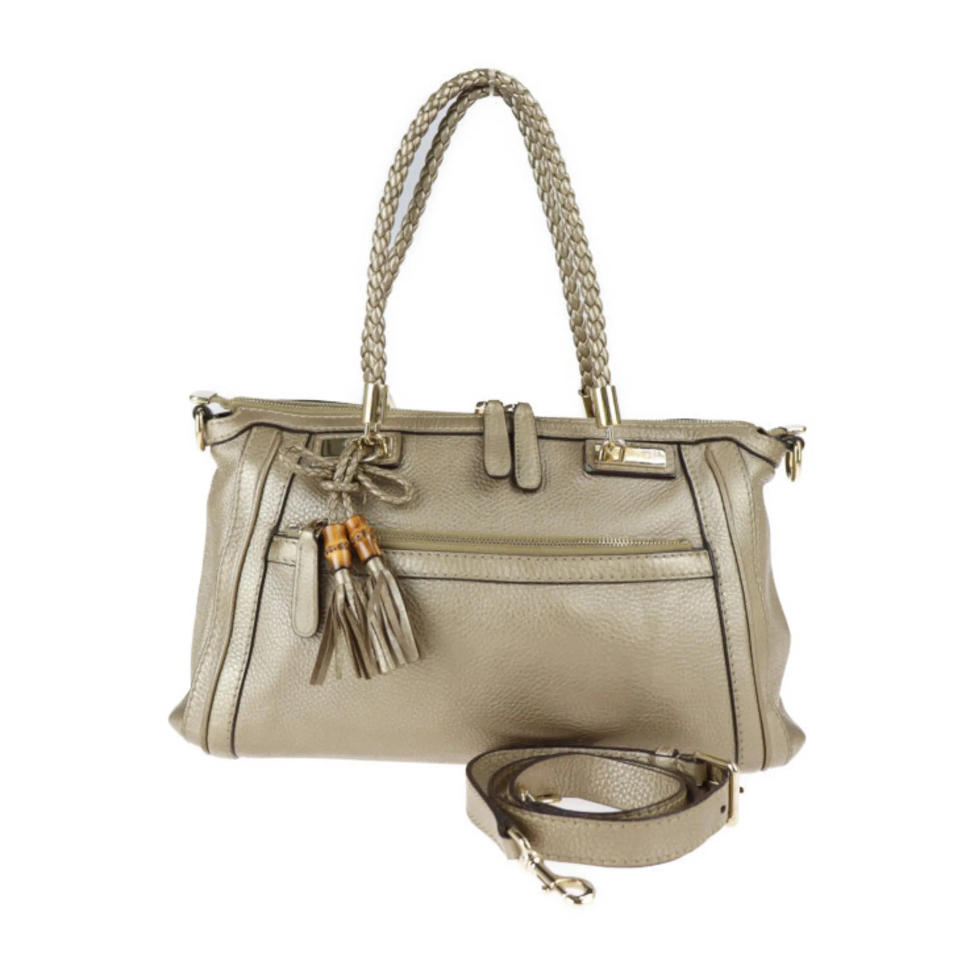 Gucci bamboo handBag 282300 leather gold tassel 2WAY shoulder Tote Bag