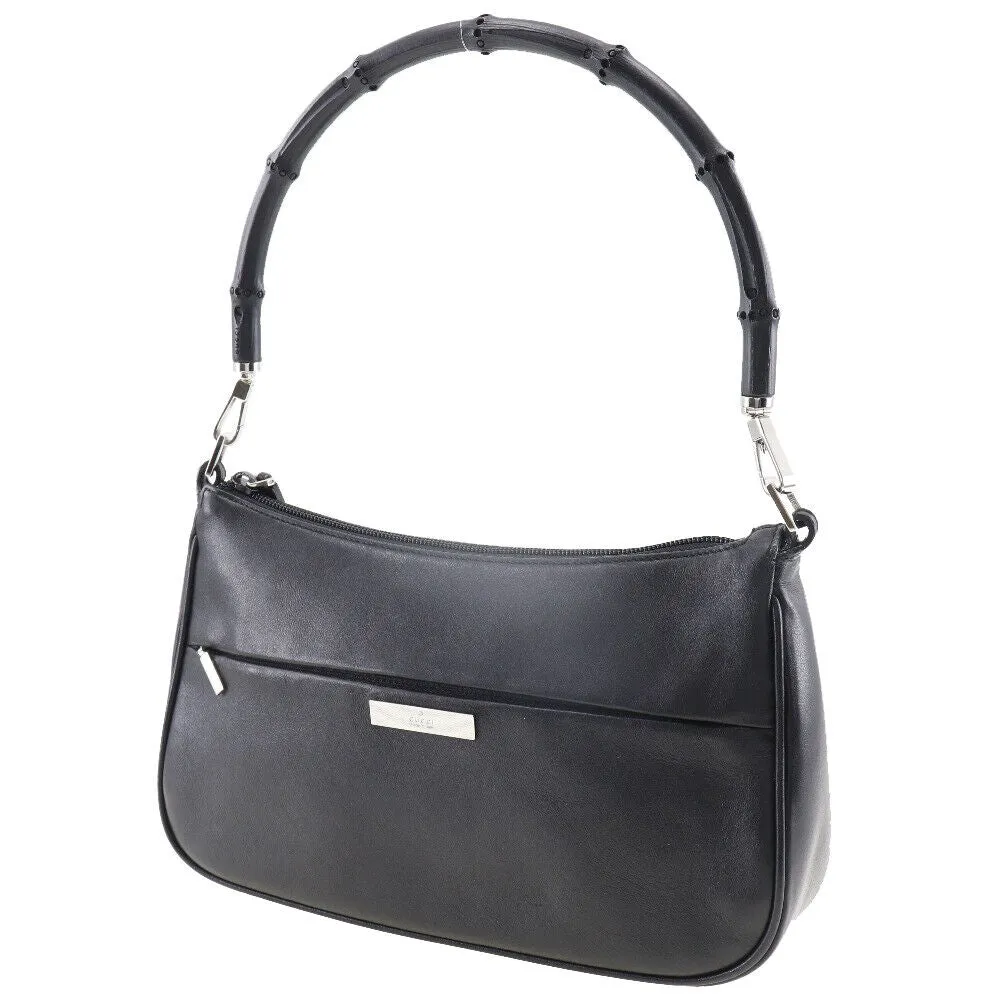 Gucci Bamboo Shoulder Bag Black Calfskin