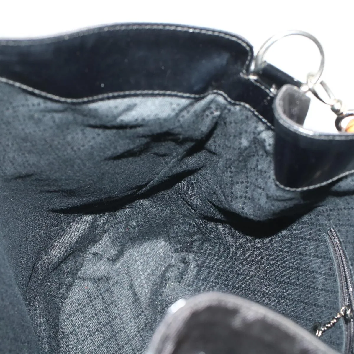 GUCCI Bamboo Shoulder Bag Nylon Black 00119981577  ep826