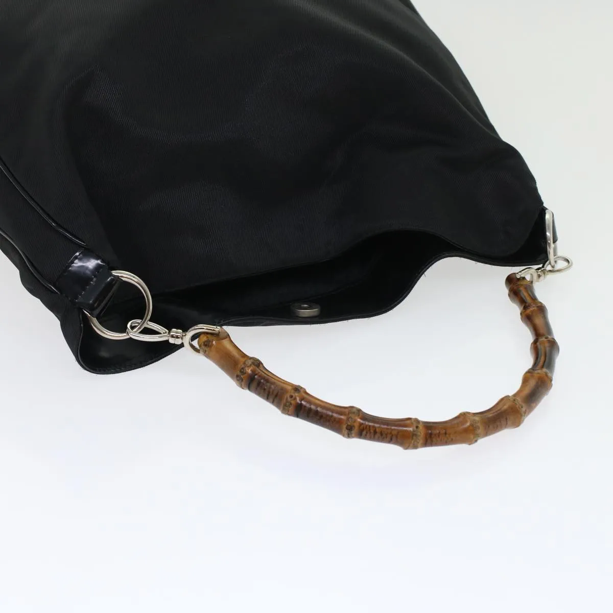 GUCCI Bamboo Shoulder Bag Nylon Black 00119981577  ep826