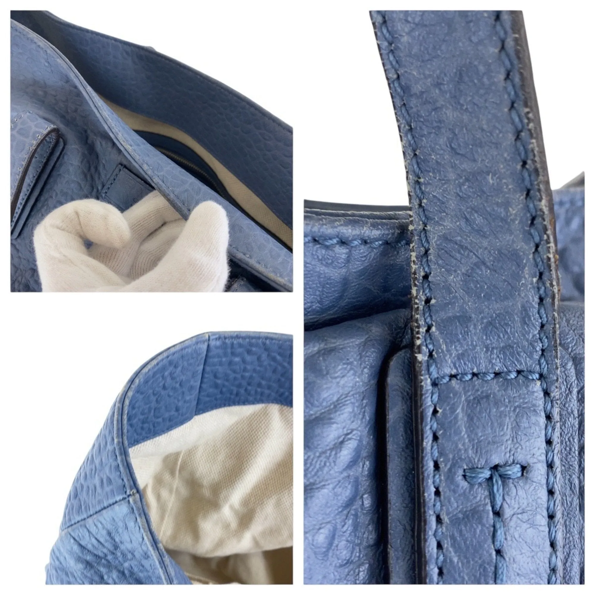 Gucci blue Navy Leather Shoulder Bag Tote Bag (Pre-Owned)