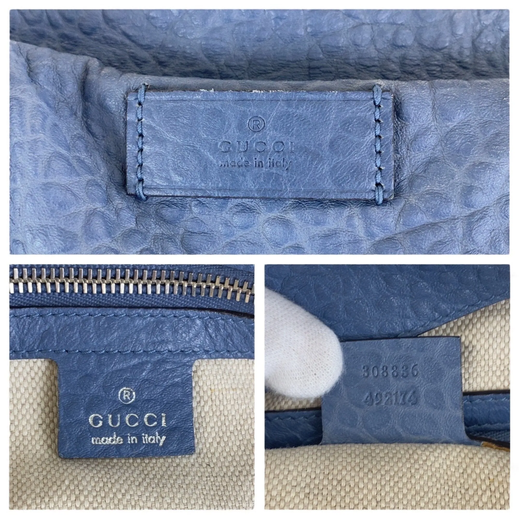 Gucci blue Navy Leather Shoulder Bag Tote Bag (Pre-Owned)