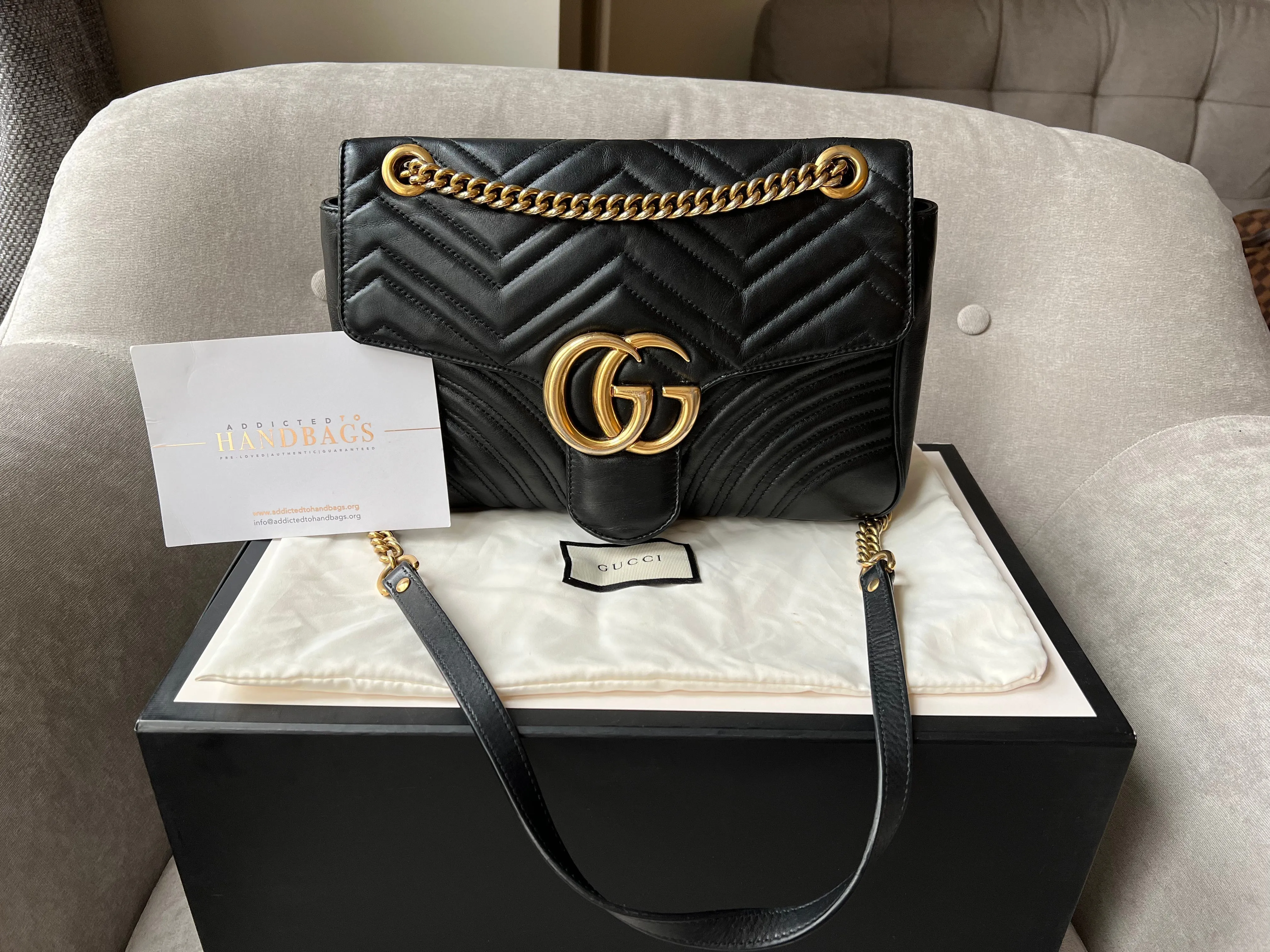 Gucci GG Black Marmont Medium Shoulder Bag (RRP ??2,070)