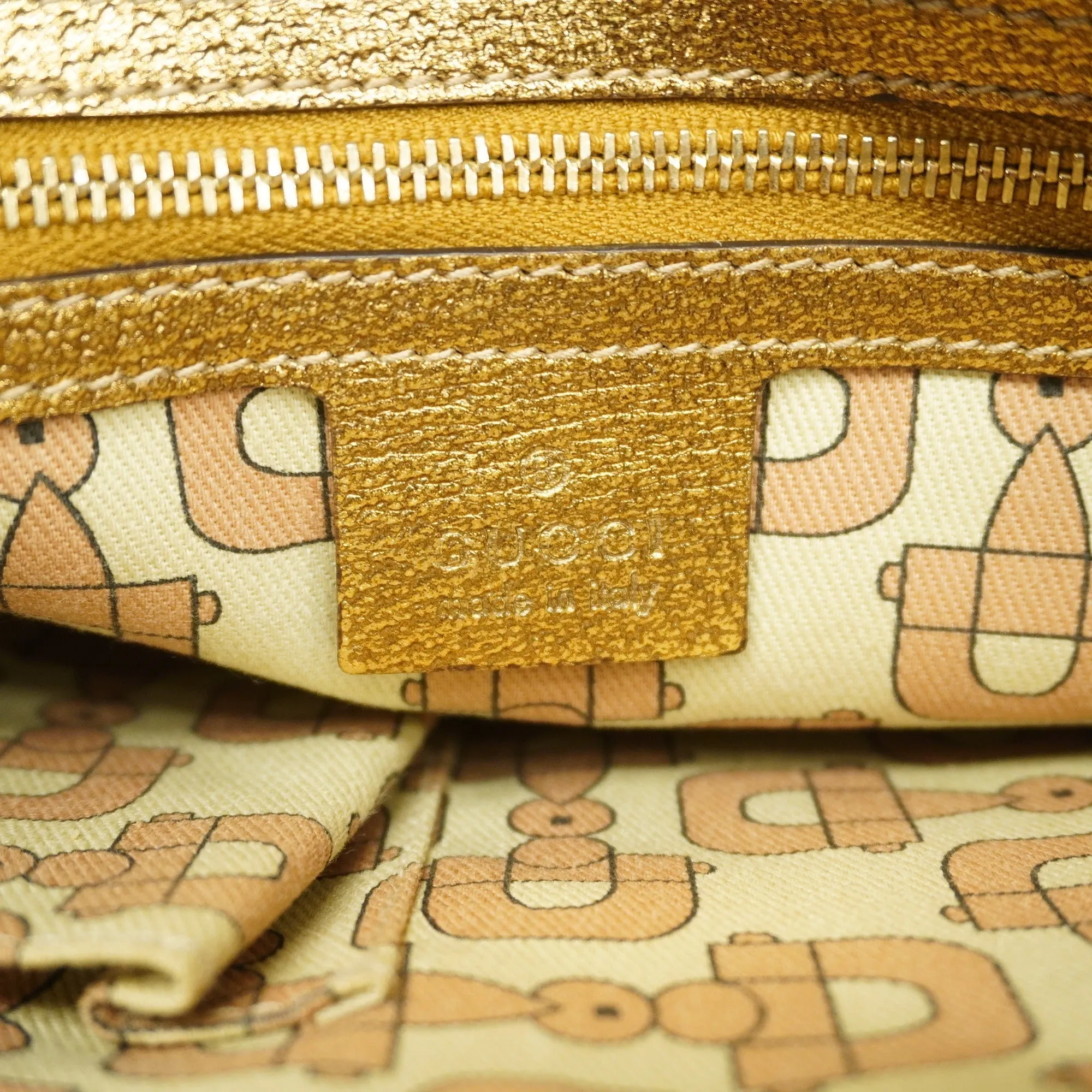 GUCCI  GG Canvas Shoulder Bag 144388 Women's Leather Beige,Gold