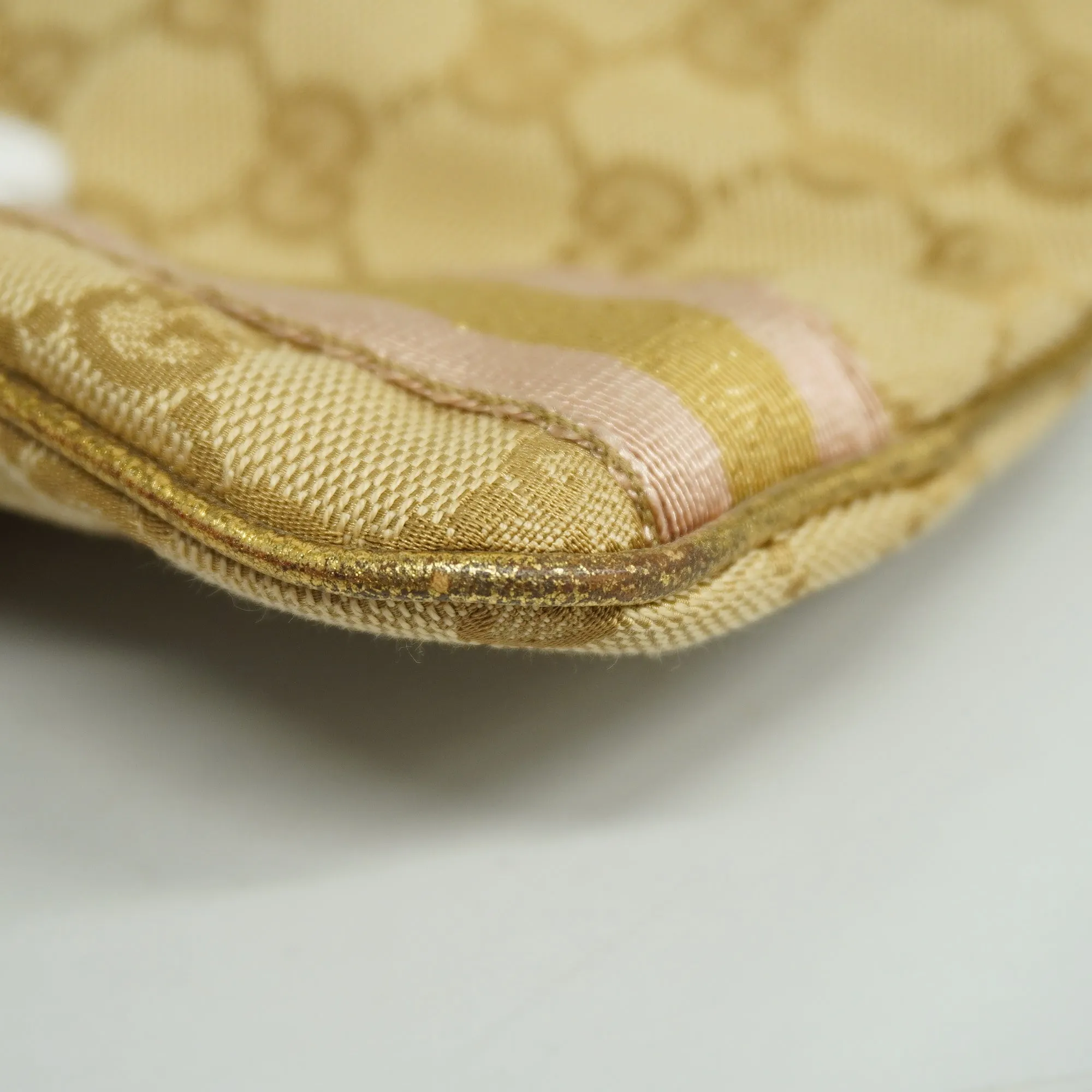 GUCCI  GG Canvas Shoulder Bag 144388 Women's Leather Beige,Gold
