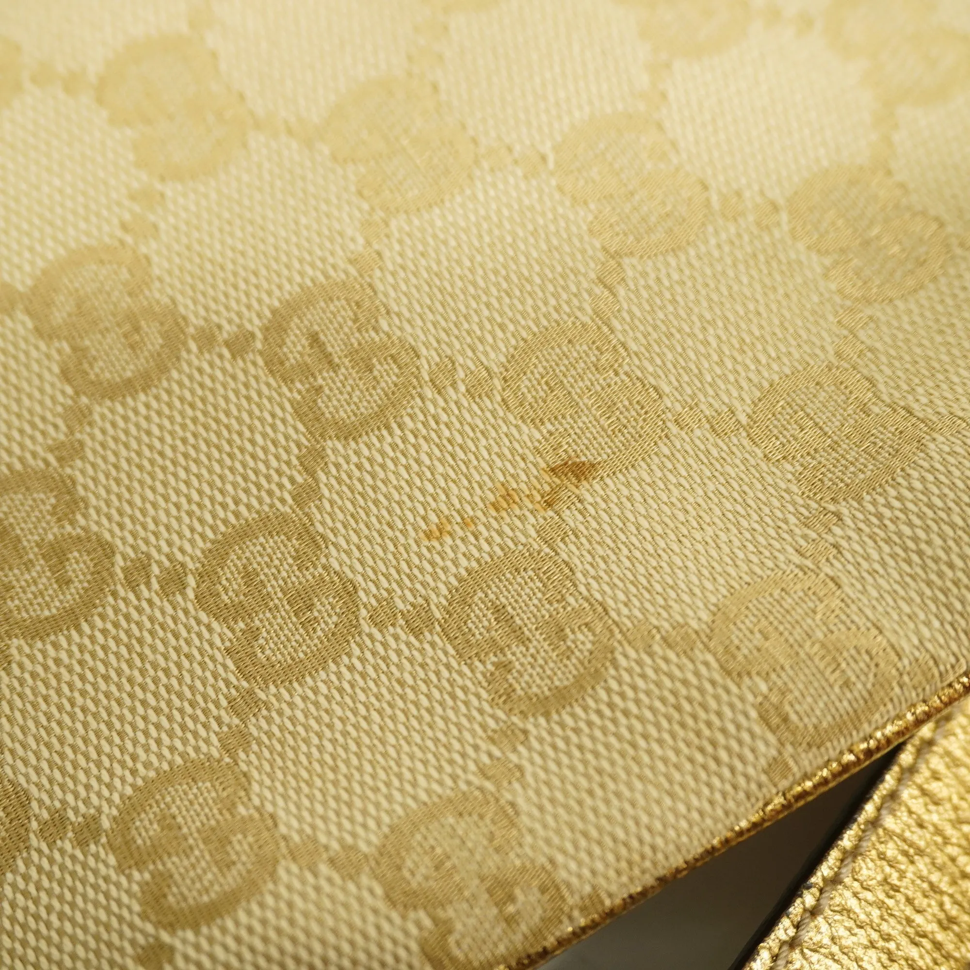 GUCCI  GG Canvas Shoulder Bag 144388 Women's Leather Beige,Gold
