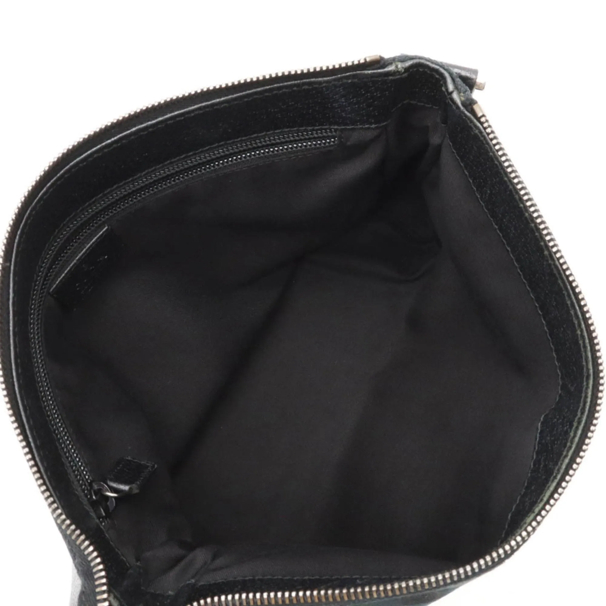 GUCCI GG Canvas Shoulder Bag Leather Black 114273
