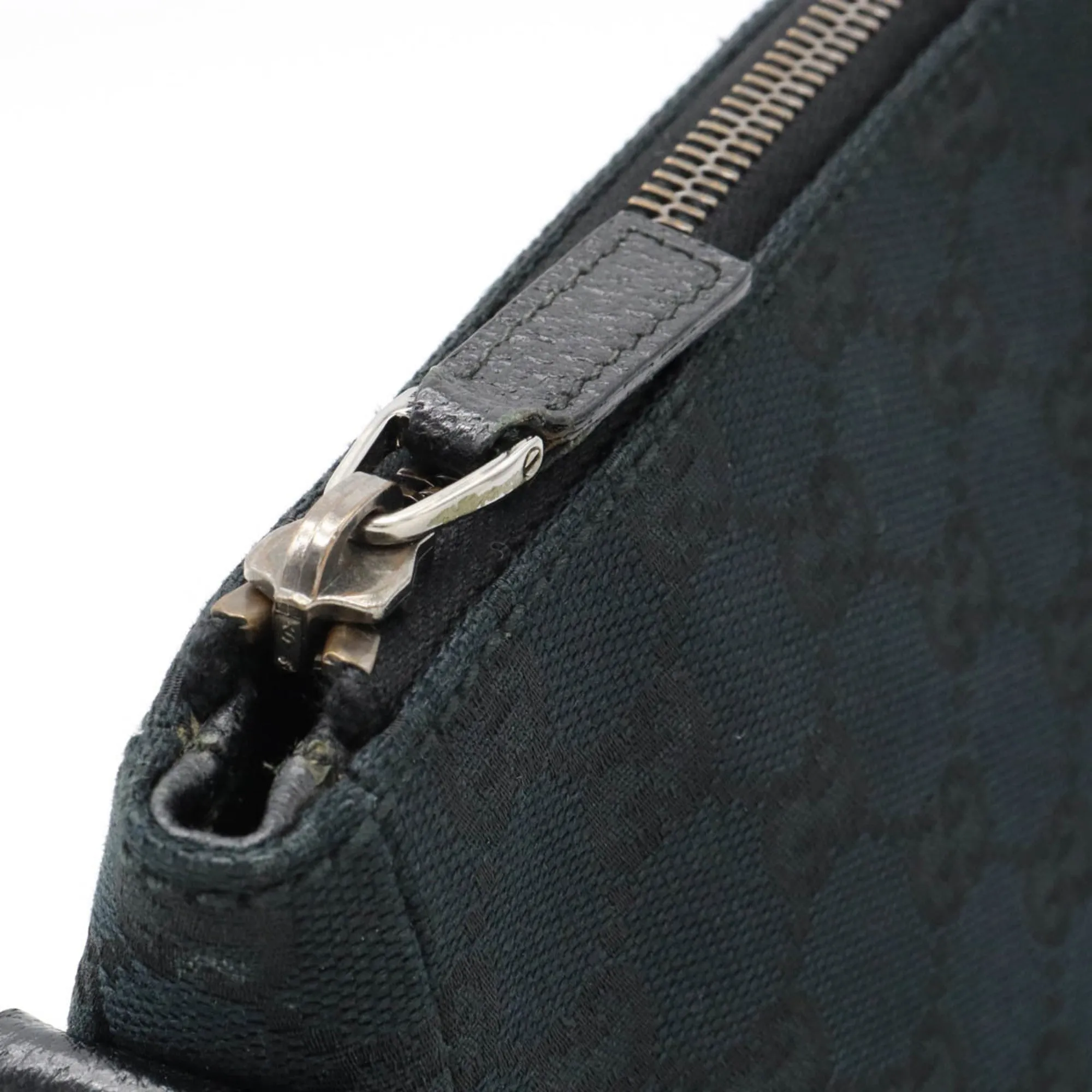 GUCCI GG Canvas Shoulder Bag Leather Black 114273