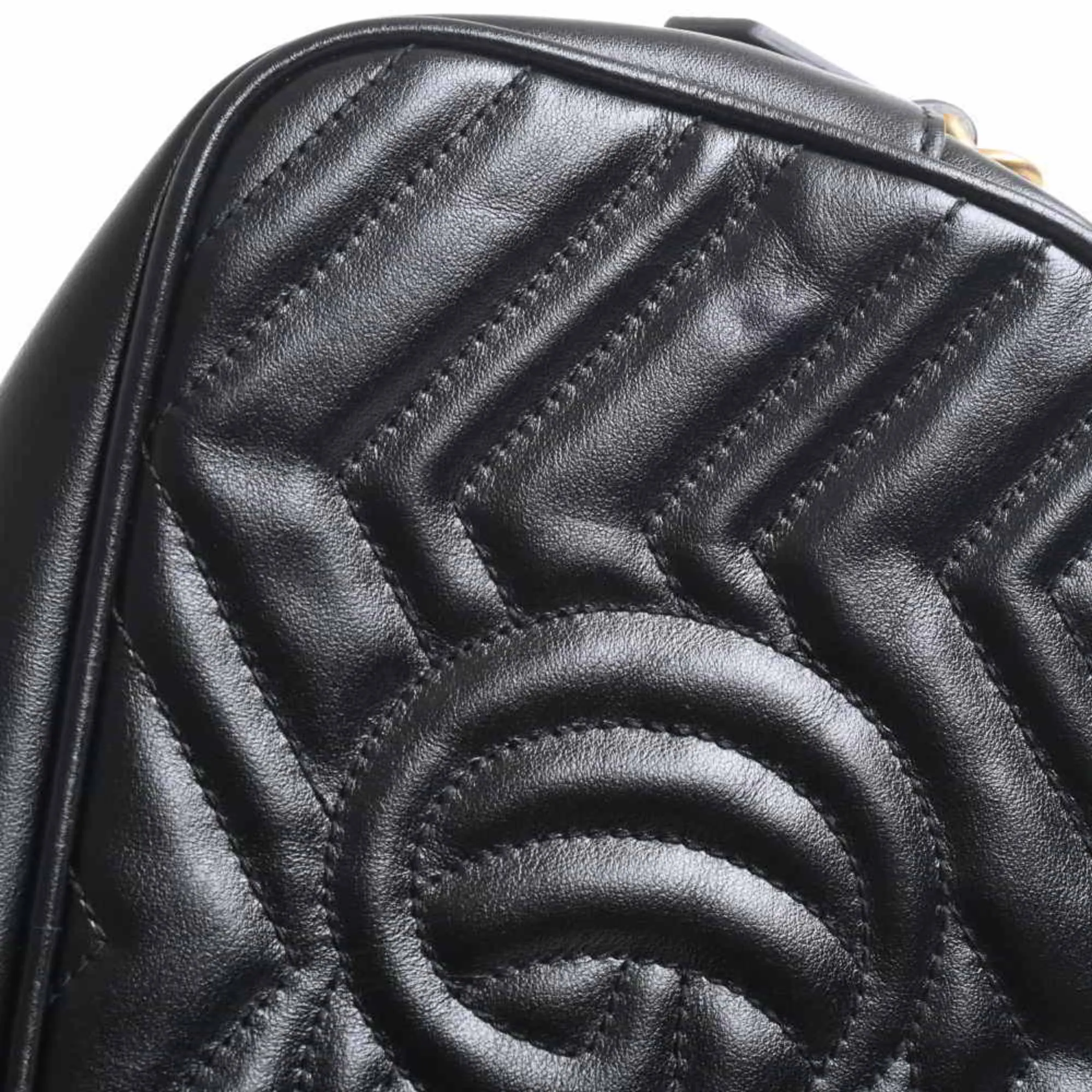 Gucci GG Marmont Leather Quilted Small Chain Shoulder Bag Black