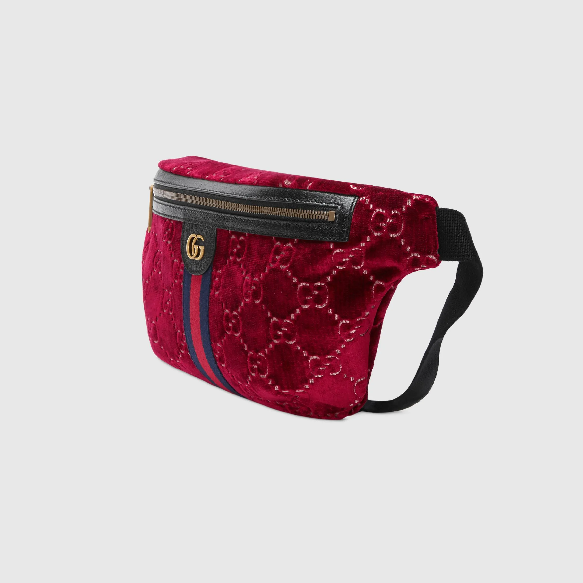 Gucci Gg Monogram Velvet Belt Bag In Cipria
