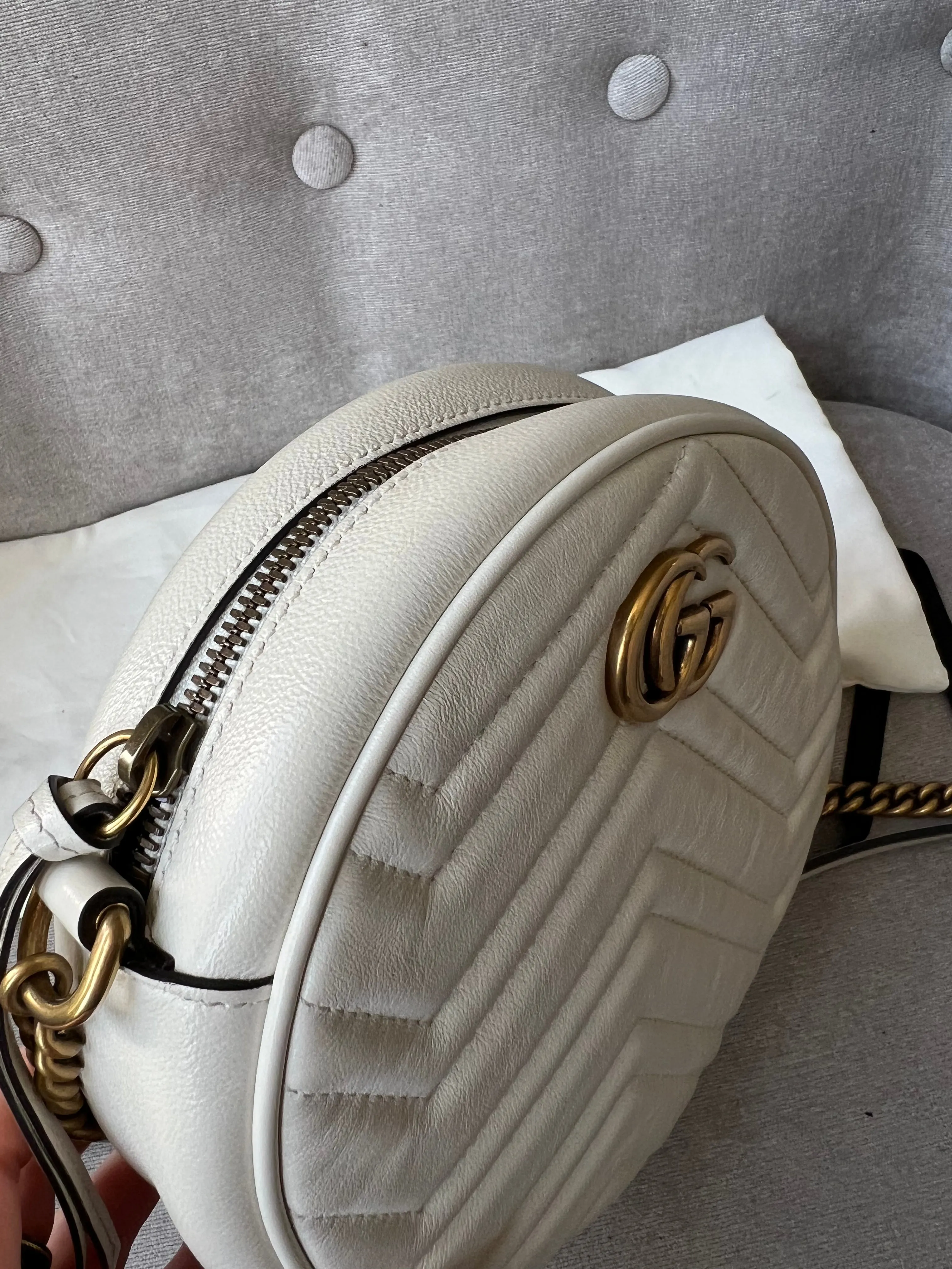 Gucci GG Round White Marmont Small Shoulder Bag (RRP ??1,160)