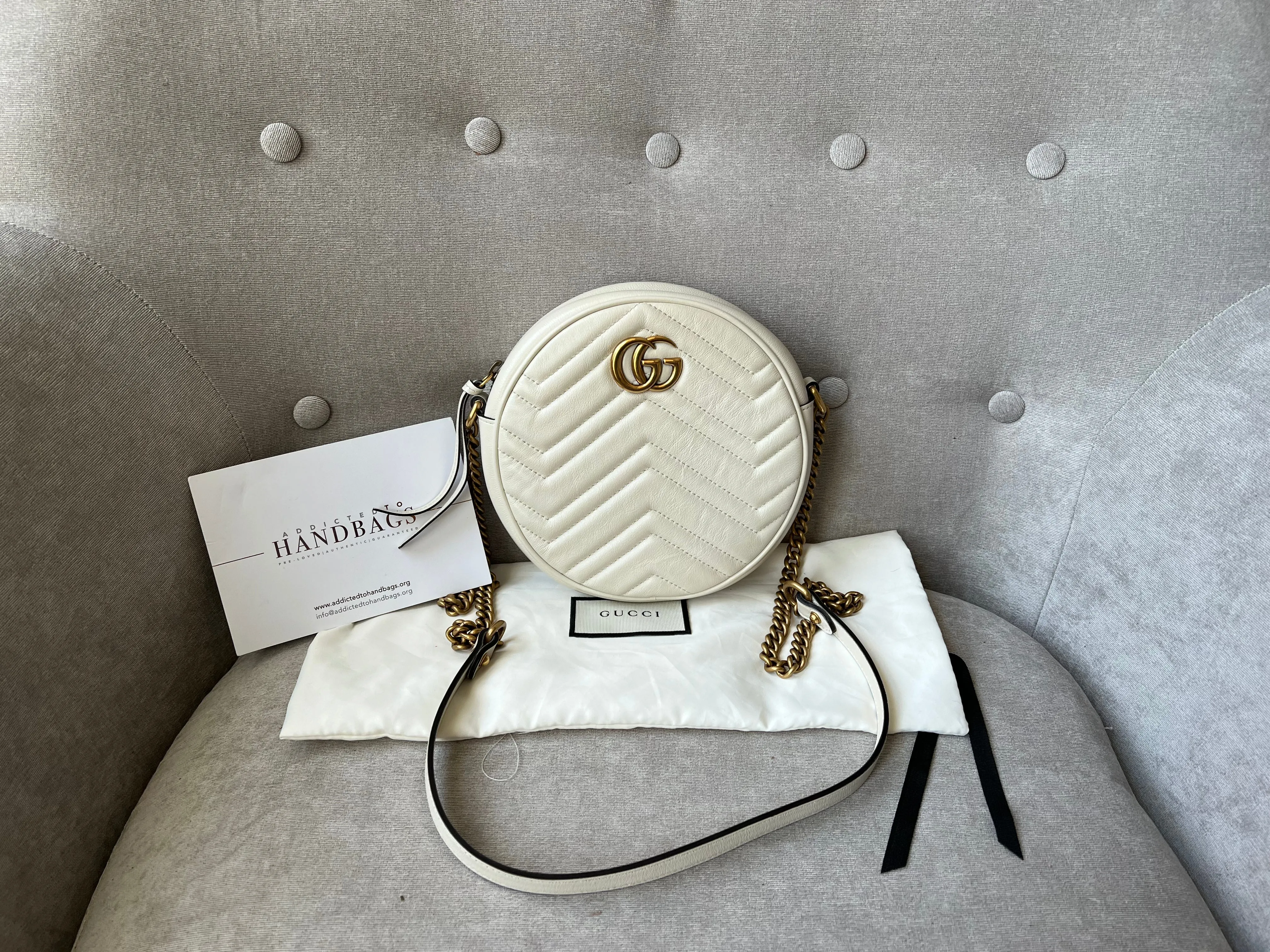 Gucci GG Round White Marmont Small Shoulder Bag (RRP ??1,160)