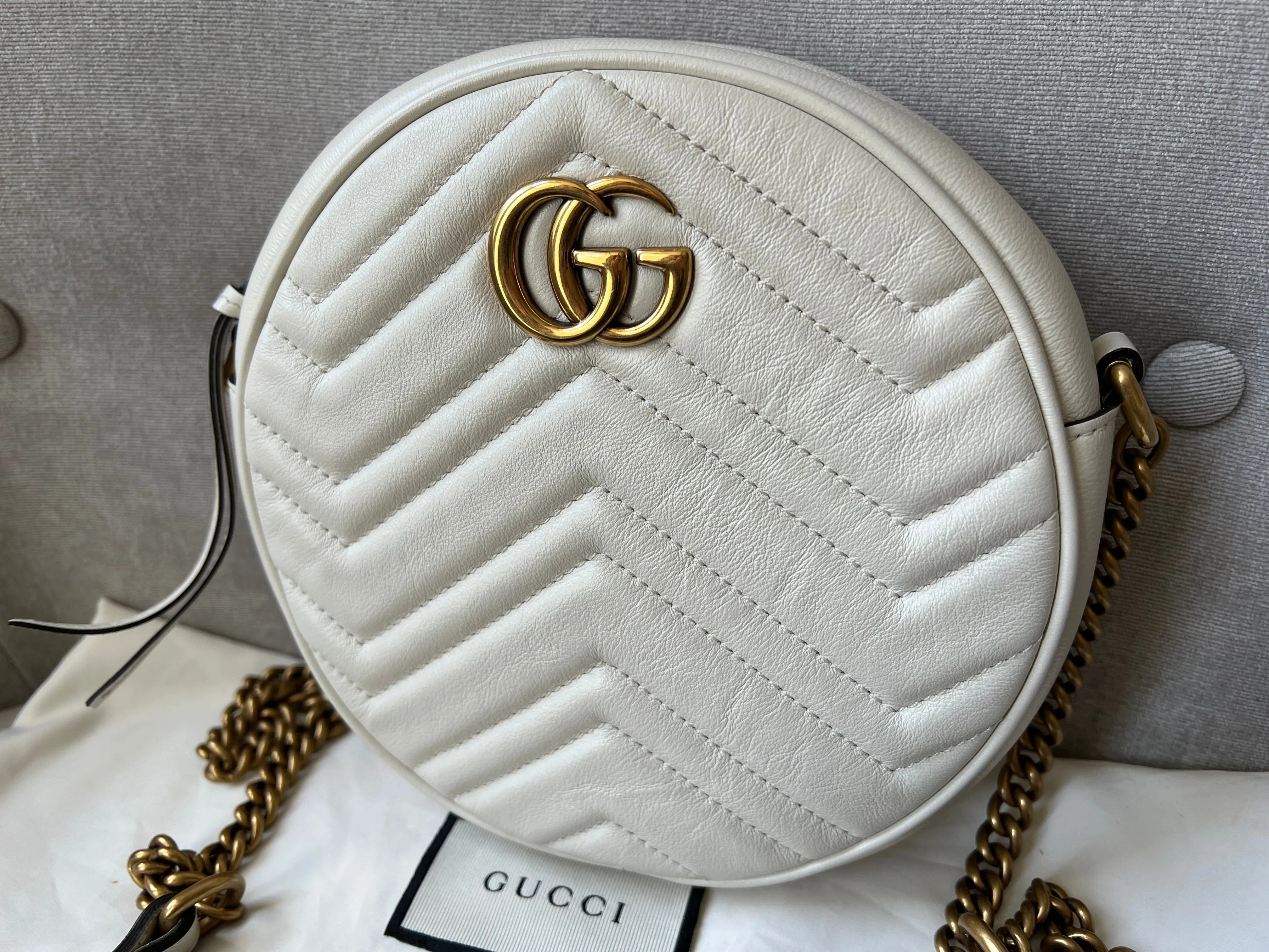 Gucci GG Round White Marmont Small Shoulder Bag (RRP ??1,160)