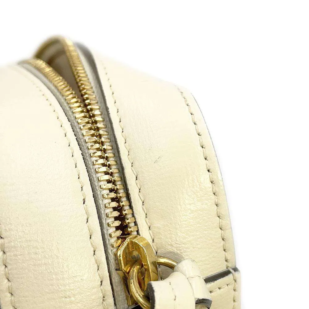 GUCCI GG Supreme Horsebit Shoulder Bag Beige/White 645454 PVC Leather Size Small