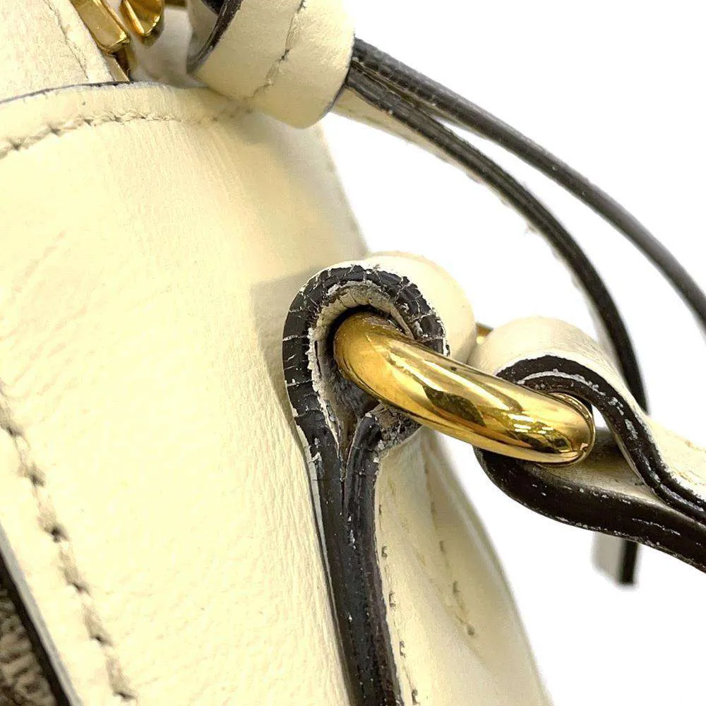 GUCCI GG Supreme Horsebit Shoulder Bag Beige/White 645454 PVC Leather Size Small