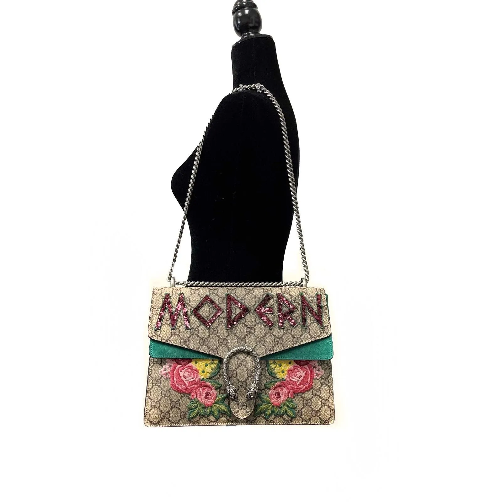GUCCI - GG Supreme Monogram Embroidered Medium Dionysus Shoulder Bag