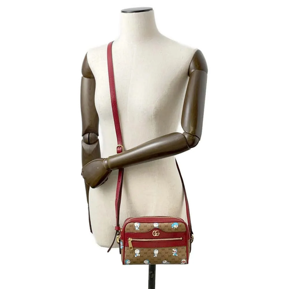 GUCCI GG Supreme Shoulder Bag Doraemon Collaboration Beige/Red 647784 GG SupremeCanvas Leather