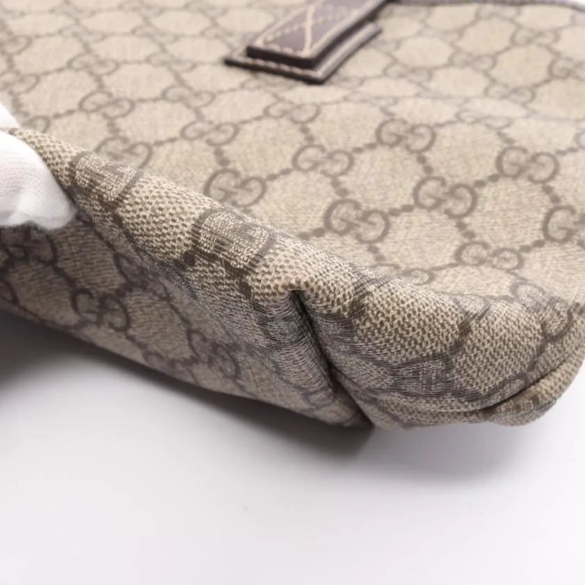 Gucci GG Supreme Shoulder Bag Tote Bag PVC Leather Beige Dark Brown 881530