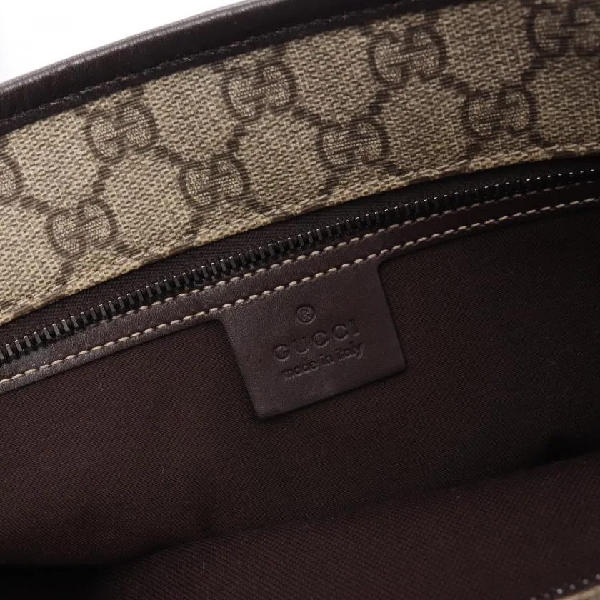 Gucci GG Supreme Shoulder Bag Tote Bag PVC Leather Beige Dark Brown 881530